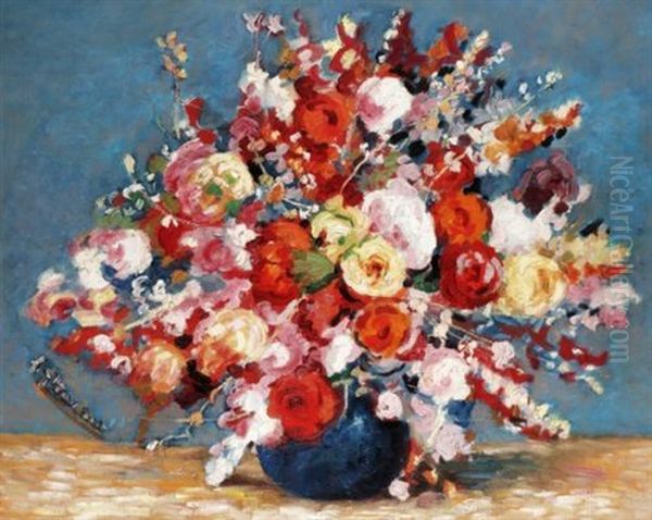 Still Life With Vase Of Flowers Oil Painting by Alexandre Altmann