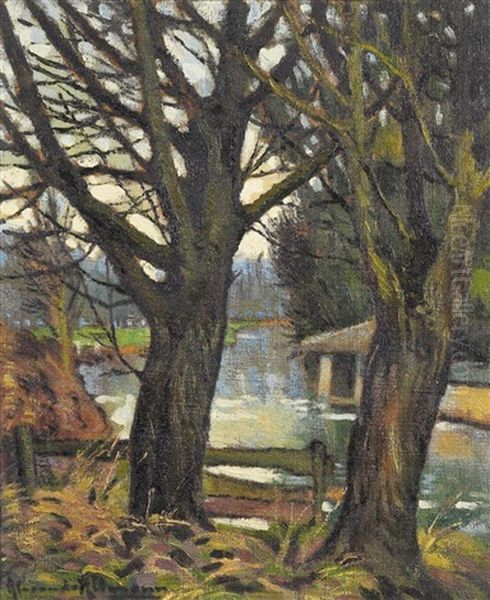 Trees By The River Oil Painting by Alexandre Altmann