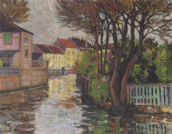 Village On The Canal Oil Painting by Alexandre Altmann