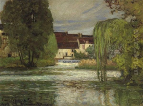 Paysage A La Riviere, Le Barrage Oil Painting by Alexandre Altmann