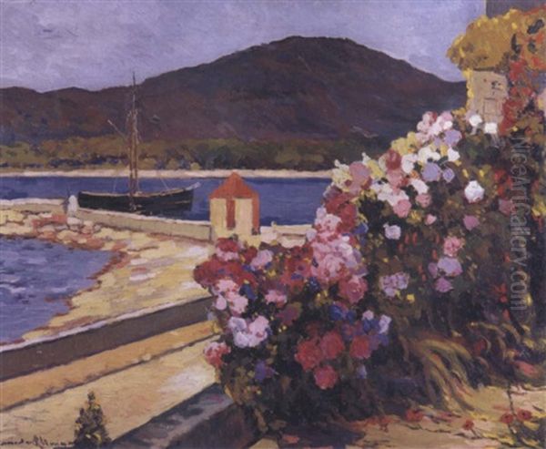 Port Du Midi Avec Fleurs Et Bateaux Oil Painting by Alexandre Altmann