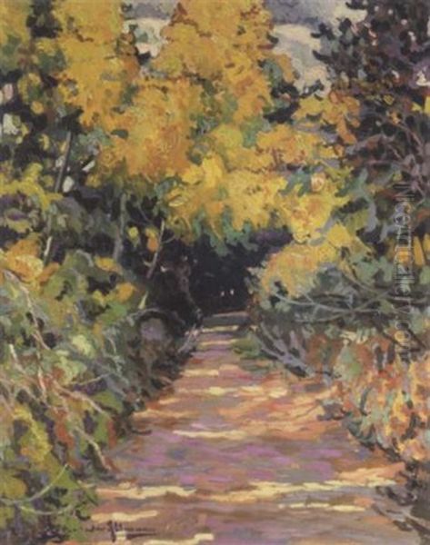 The Garden Path In Autumn Oil Painting by Alexandre Altmann