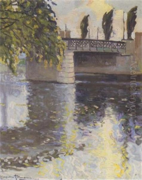 Bridge Over The Canal Oil Painting by Alexandre Altmann