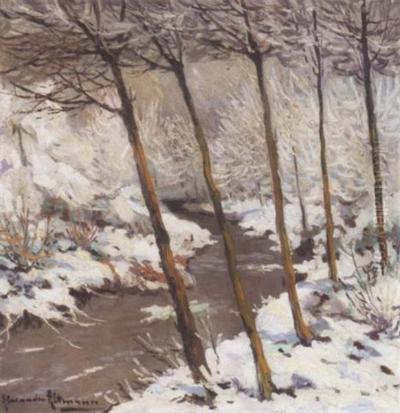 Winter Landscape Oil Painting by Alexandre Altmann