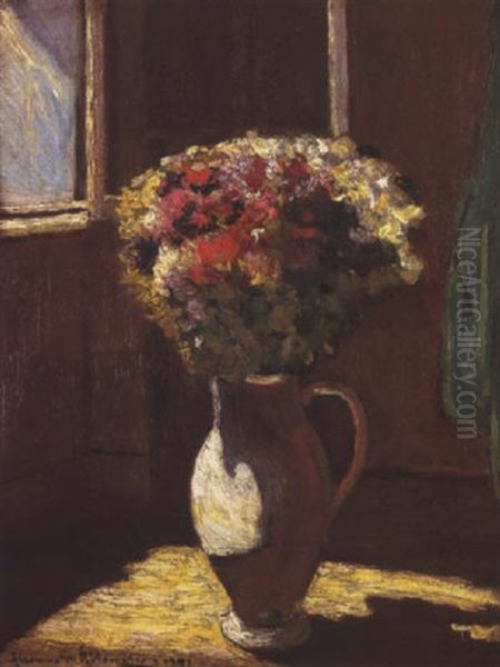 Vase And Flowers Oil Painting by Alexandre Altmann