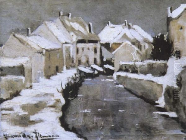 Village En Hiver Oil Painting by Alexandre Altmann