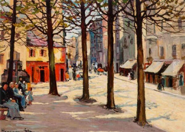 A Sunny Street In St. Tropez Oil Painting by Alexandre Altmann