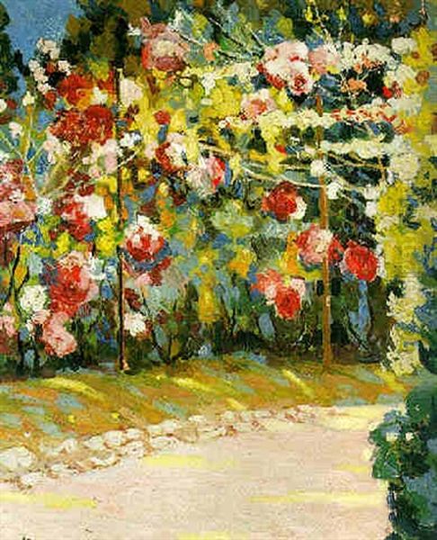 A Path Overhung With Flowers Oil Painting by Alexandre Altmann