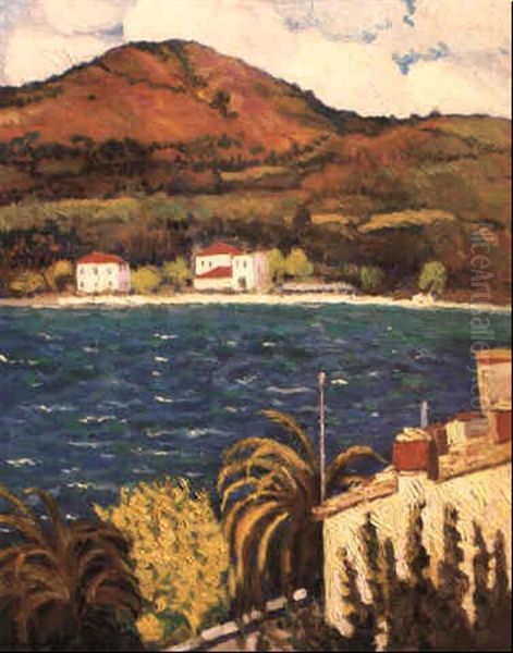 Houses By The Lake Oil Painting by Alexandre Altmann