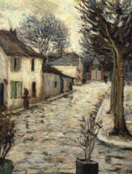 Village In The Snow Oil Painting by Alexandre Altmann