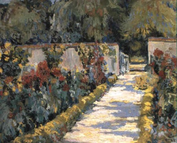 A Sunlit Garden Oil Painting by Alexandre Altmann