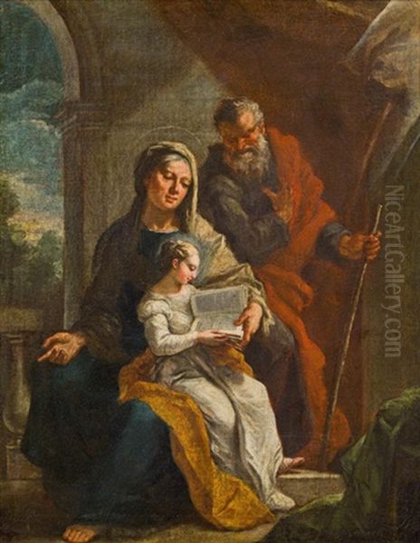 Anna Lehrt Maria, Daneben Der Heiligen Joachim Oil Painting by Martino Altomonte