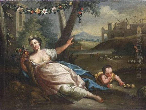 Demeter (+ Amphitritel; Pair) Oil Painting by Martino Altomonte