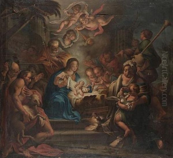 The Adoration Of The Shepherds Oil Painting by Martino Altomonte