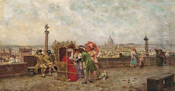 Cardinal's Promenade At The Pincio, Rome Oil Painting by Luis Alvarez Catala