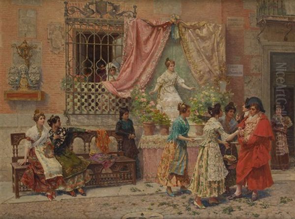 Les Preparatifs Des Festivites Oil Painting by Luis Alvarez Catala