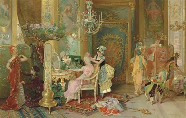 Preparing For The Ball Oil Painting by Luis Alvarez Catala