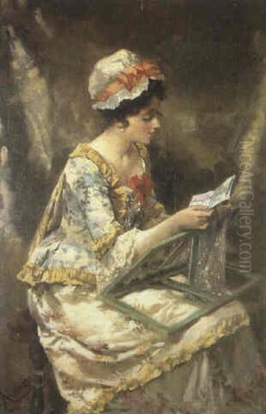 Leyendo La Carta Oil Painting by Luis Alvarez Catala