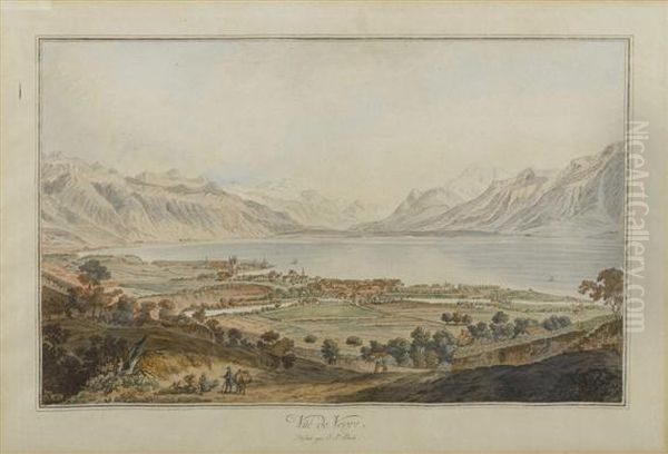 Vue De Vevey Oil Painting by Johann Ludwig Aberli