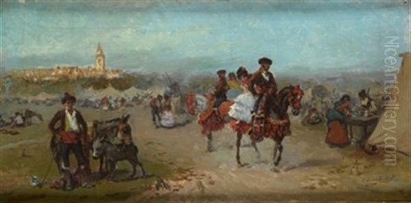 Romeria Oil Painting by Cesar Alvarez Dumont