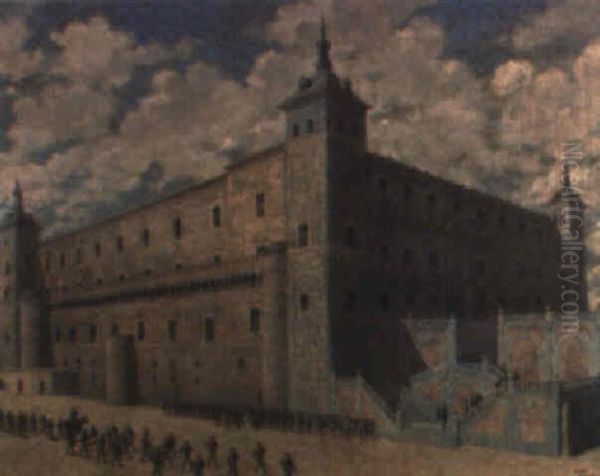 Alcazar De Toledo, Explanada Este Oil Painting by Cesar Alvarez Dumont