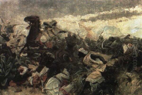 Episidio De La Guerra De Africa Oil Painting by Cesar Alvarez Dumont