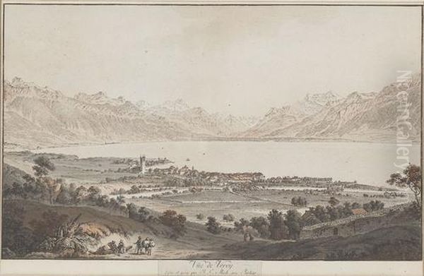 Vue De Vevey Oil Painting by Johann Ludwig Aberli