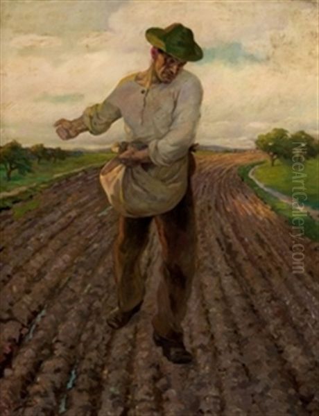 Campesino Sembrando Oil Painting by Ventura Alvarez Sala