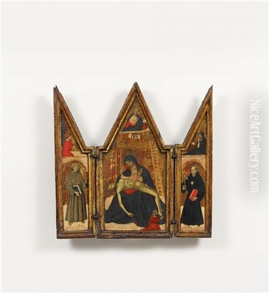 Triptych Of The Pieta Oil Painting by  Alvaro di Piero (Pedro)