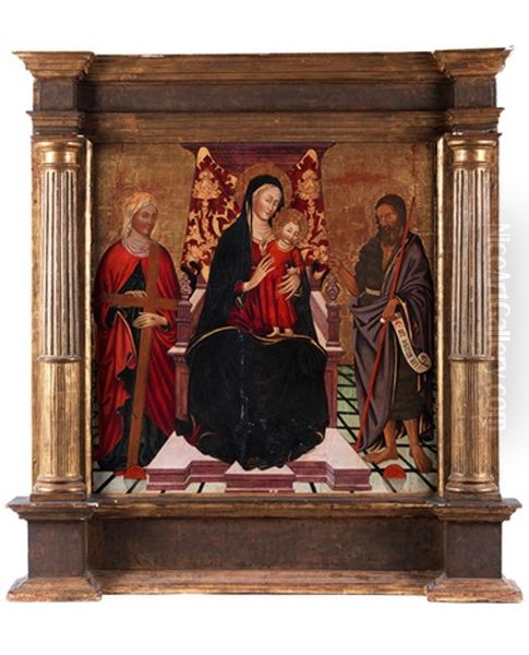 Thronende Maria Mit Kind Und Den Heiligen Helena Und Johannes Dem Taufer Oil Painting by  Alvaro di Piero (Pedro)