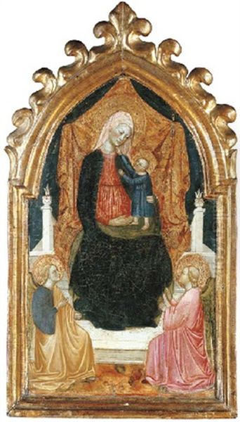 The Madonna And Child With Two Angels Oil Painting by  Alvaro di Piero (Pedro)