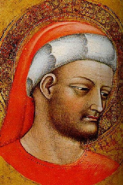 Head Of A Male Saint (cosmas Or Damian) Oil Painting by  Alvaro di Piero (Pedro)