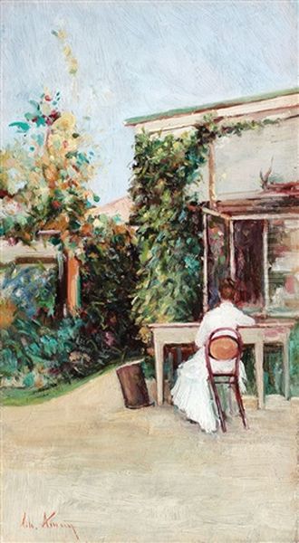 Lectura In Gradina Oil Painting by Theodor Aman