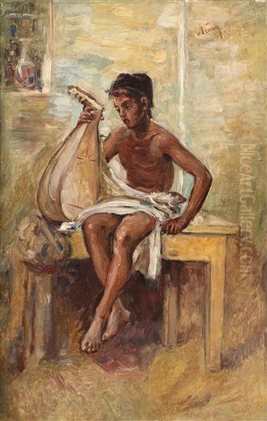 Micul Cobzar Oil Painting by Theodor Aman