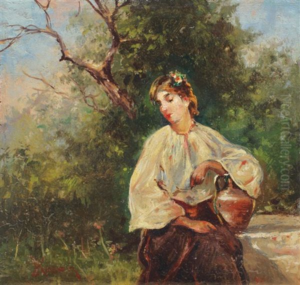 Love Song Oil Painting by Theodor Aman