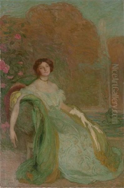 Portrait De Mademoiselle V.g Oil Painting by Edmond Francois Aman-Jean