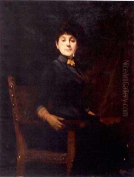 Portrait D'une Elegante Oil Painting by Edmond Francois Aman-Jean