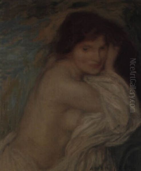 Nu A La Draperie Oil Painting by Edmond Francois Aman-Jean