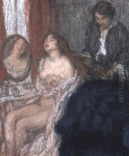 La Toilette Oil Painting by Edmond Francois Aman-Jean