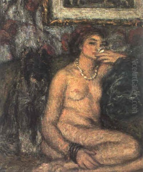 Odalisque Au Chien Oil Painting by Edmond Francois Aman-Jean