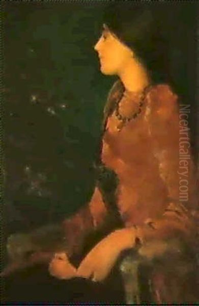 Dame Pensive, Assise Oil Painting by Edmond Francois Aman-Jean