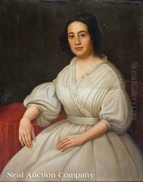 Portrait Of A Creole Woman In White Oil Painting by Jacques Guillaume Lucien Amans