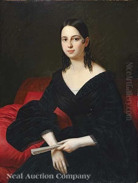 Portrait Of Madame Emma Schriener Mortimer Oil Painting by Jacques Guillaume Lucien Amans