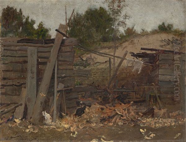 Alter Hofwinkel Oil Painting by Wilhelm August Lebrecht Amberg