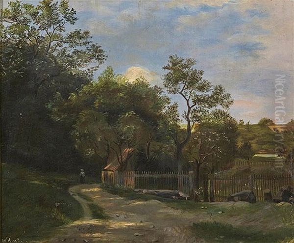 At The Gardens Oil Painting by Wilhelm August Lebrecht Amberg