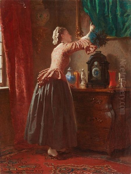 Curiosity Oil Painting by Wilhelm August Lebrecht Amberg