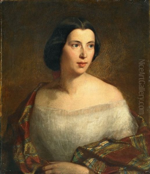 Portrat Einer Jungen Dame Oil Painting by Wilhelm August Lebrecht Amberg