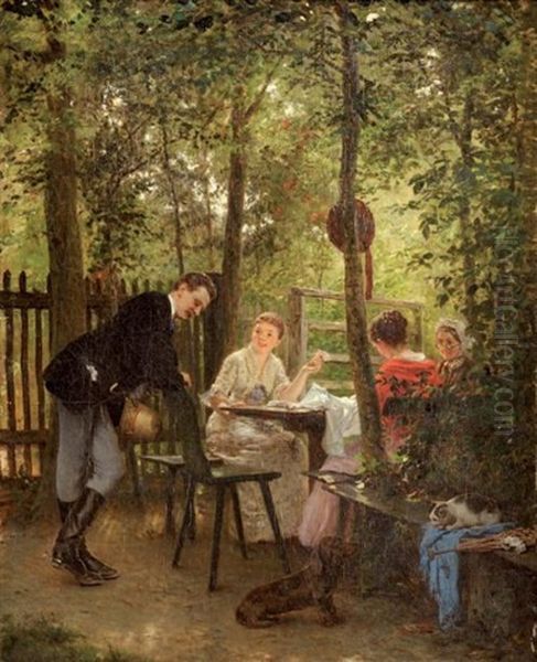 Im Fostergarten Oil Painting by Wilhelm August Lebrecht Amberg