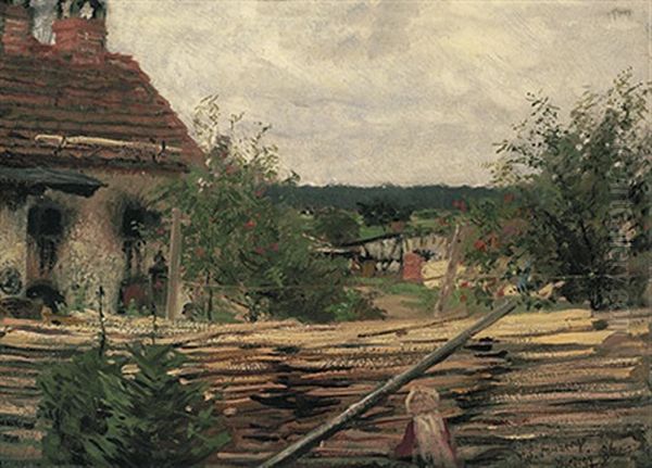 Am Holzplatz Oil Painting by Wilhelm August Lebrecht Amberg