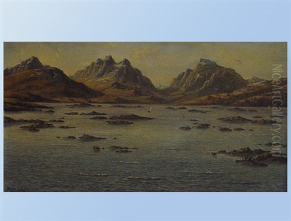 Fjordlandschaft Oil Painting by Gustave Adolph Amberger